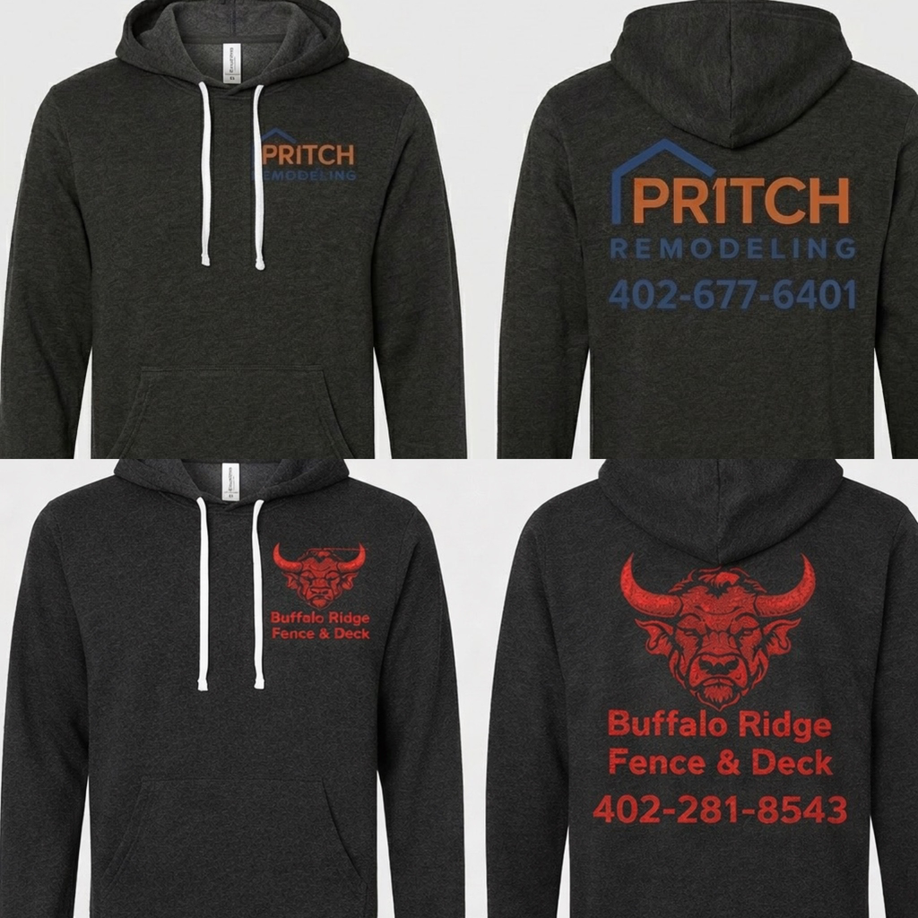 Light Weight Hoodie Bella Canvas (S, Embroidery, Back, Buffalo Ridge, Blue)